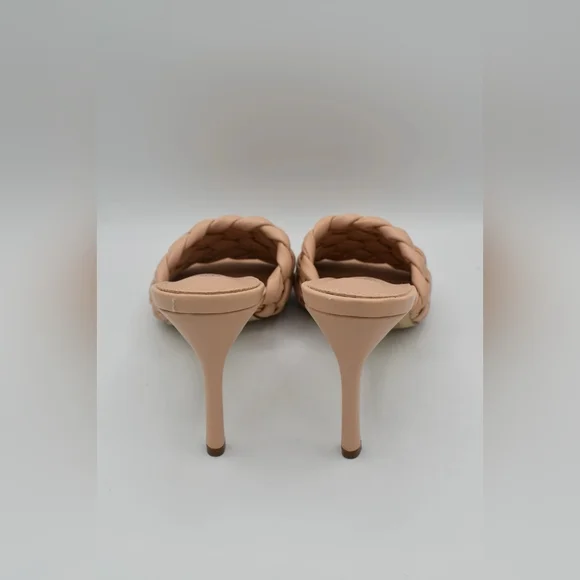 Beige Woven Heeled Sandals - Picture 3 of 4